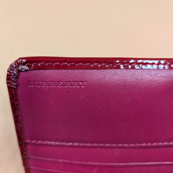 Burberry Penrose Continental Nova Check Wallet w. Cranberry Patent Leather - Picture 7 of 12